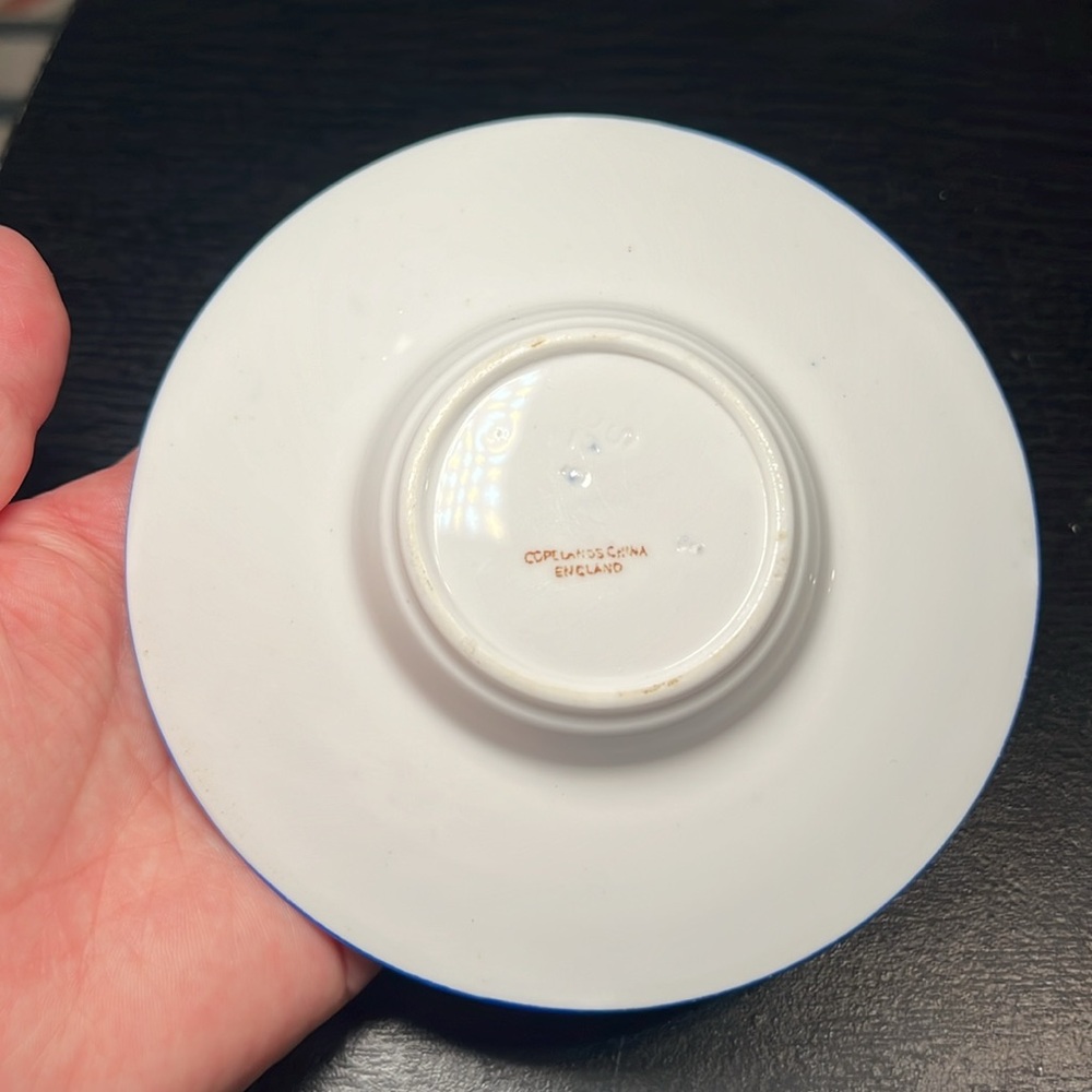 1862-91 Antique Copelands China Blue White Floral Bone China Teacup and Saucer - Picture 6 of 11